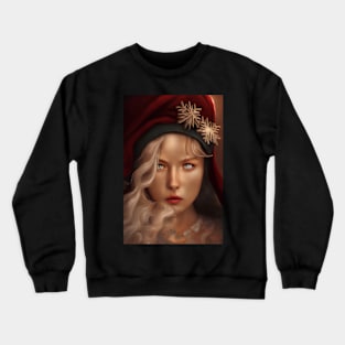 Beautiful Girl Portrait In Santa Claus Costume 4 Crewneck Sweatshirt